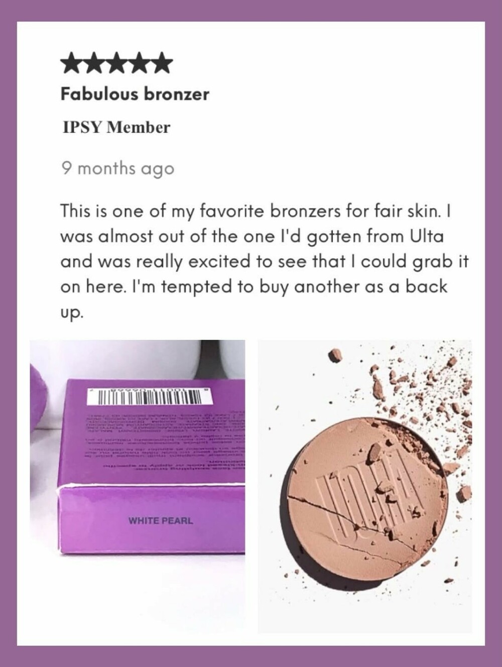 Uoma Double Take Pressed Bronzer in White Pearl FAIR NEUTRAL Full Size, 6g *BNIB - Picture 9 of 16